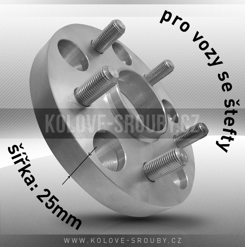 Podložky - rozteč 5x100, šíře 25mm pro vozy se štefty, 1ks